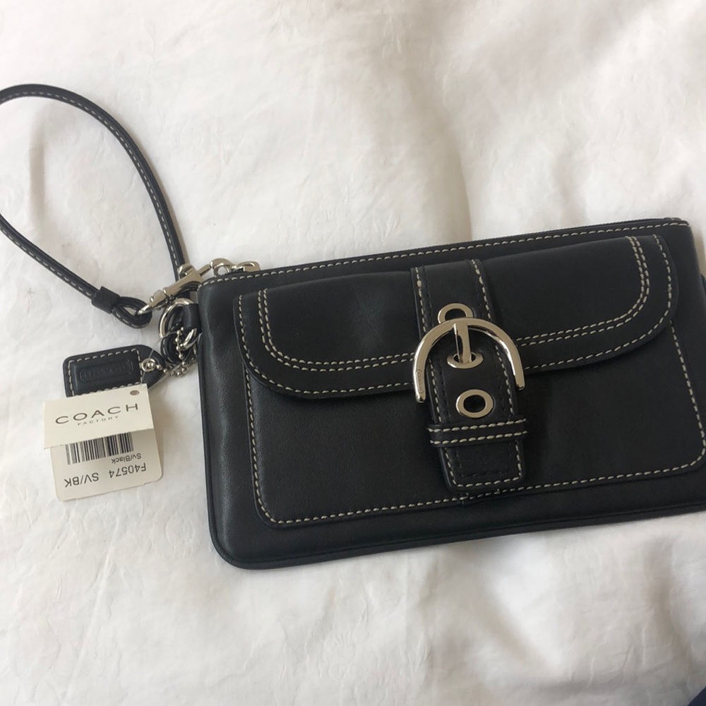 Black coach wristlet handbag